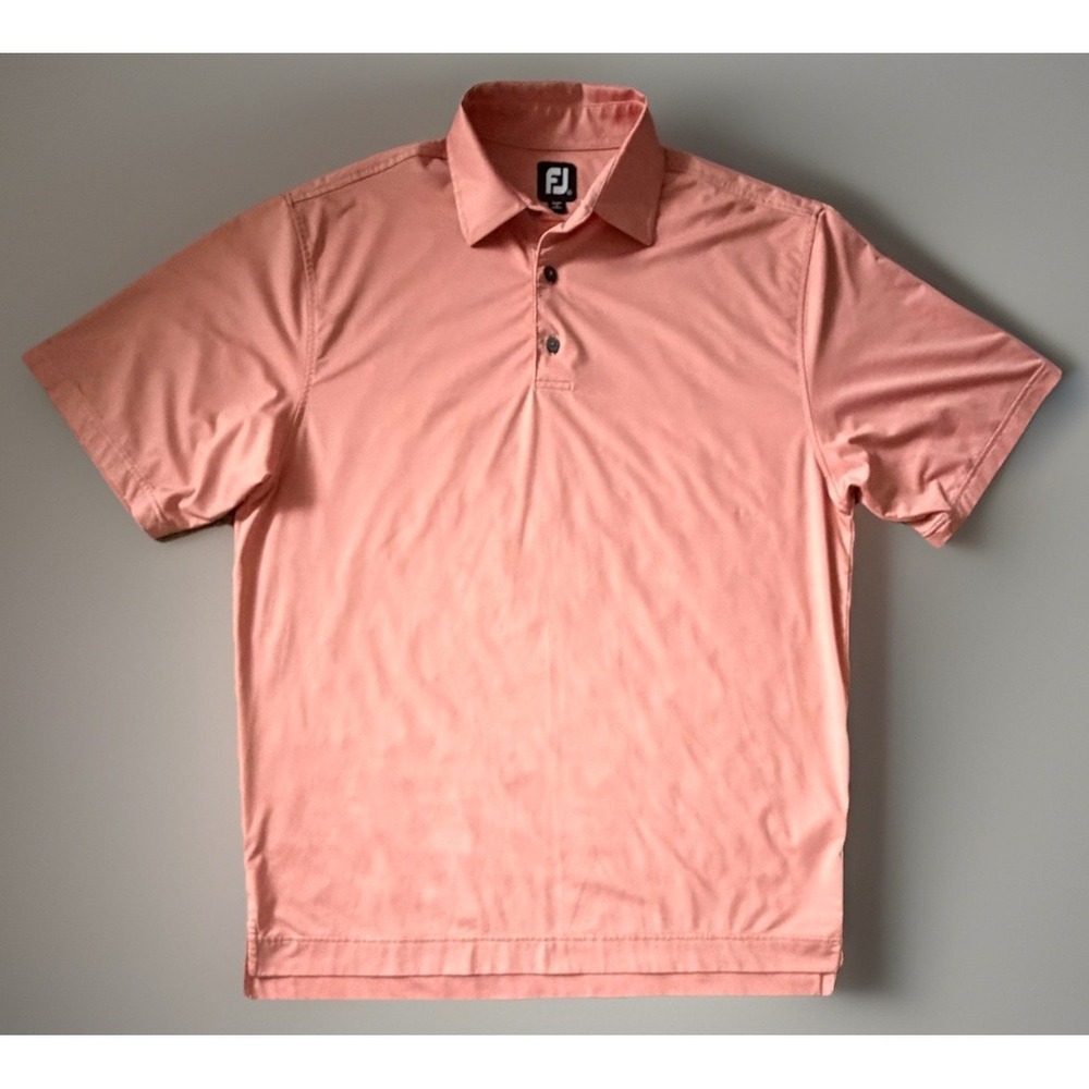 FootJoy Golf Short Sleeve Collared Polo Shirt Orange Embroidered Logo Large JBHS